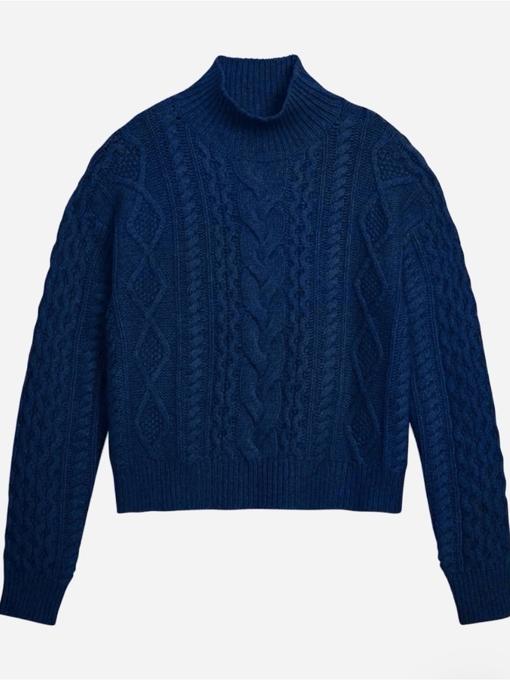 NakedCashmere Navy Cable Turtleneck Sweater SZ M cottagecore/100% cashmere